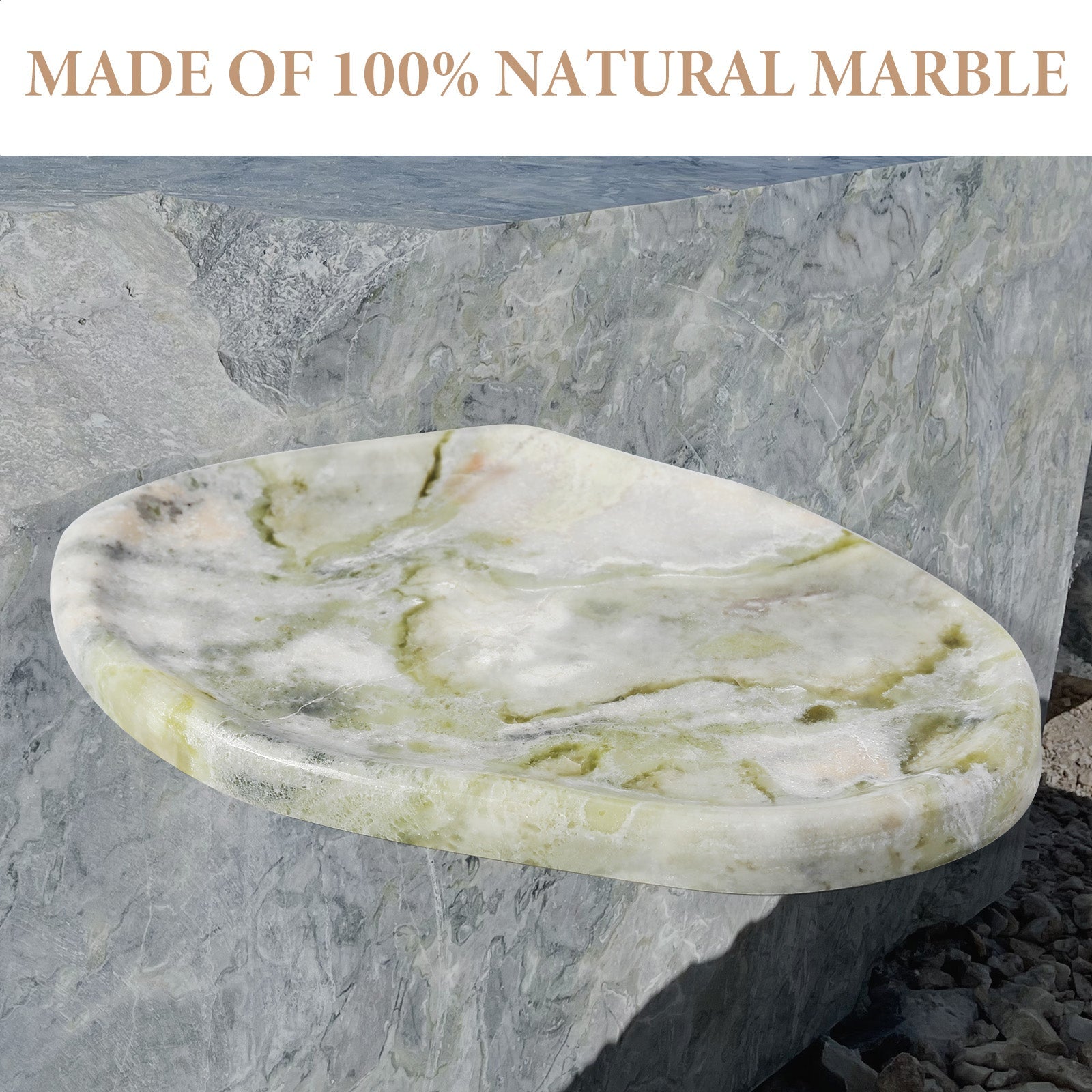 Koville lace edge storage tray for small items in Bianco Palomino natural stone