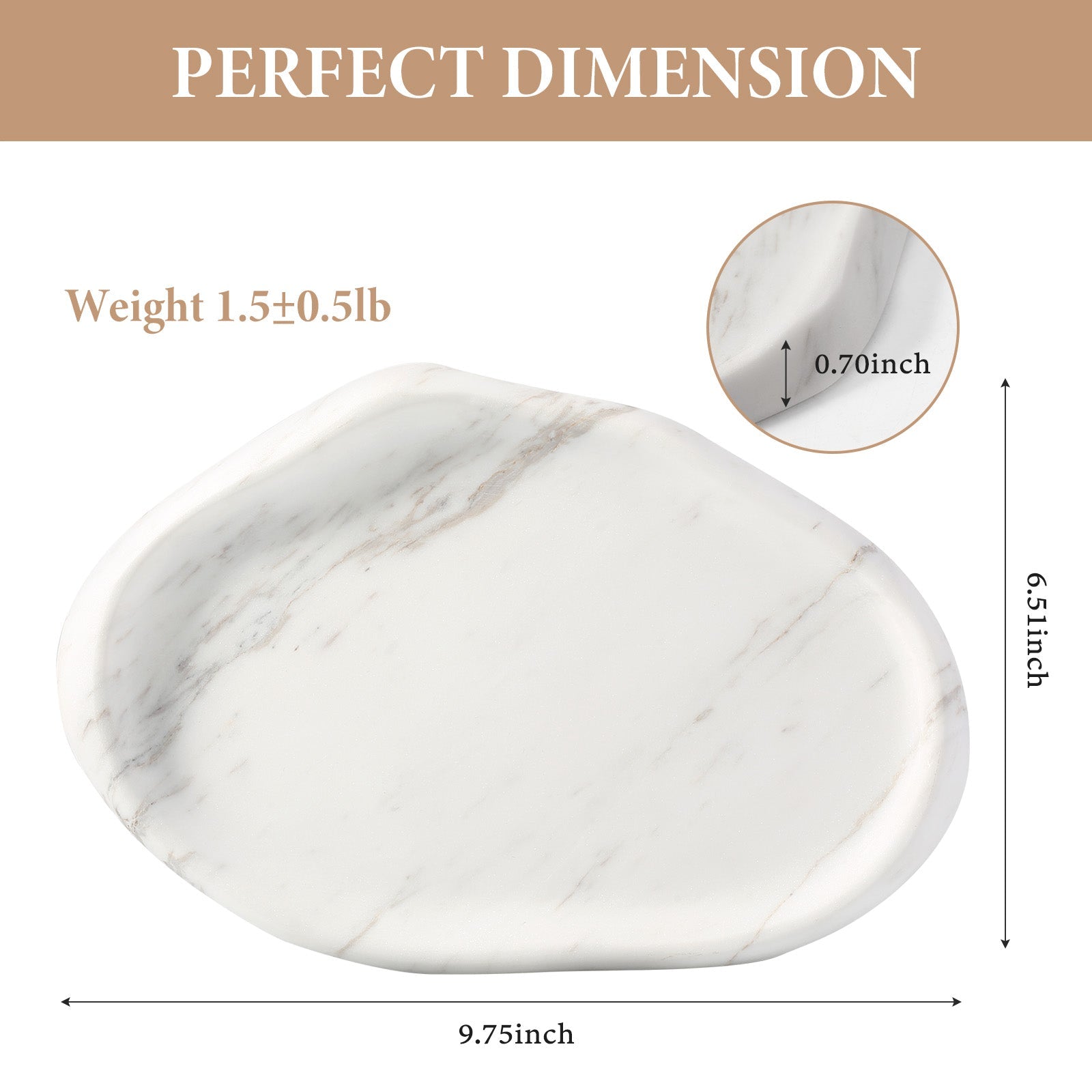 Koville lace edge storage tray for small items in Volakas natural stone