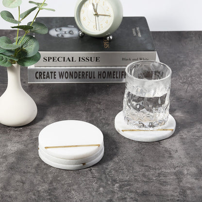 Koville Natural Stone Copper Inlay Round Coaster Sets in Namib Fantasy, product view 4