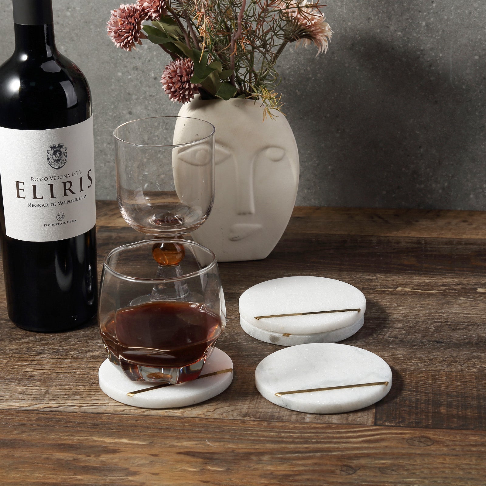 Koville Natural Stone Copper Inlay Round Coaster Sets in Namib Fantasy, product view 5