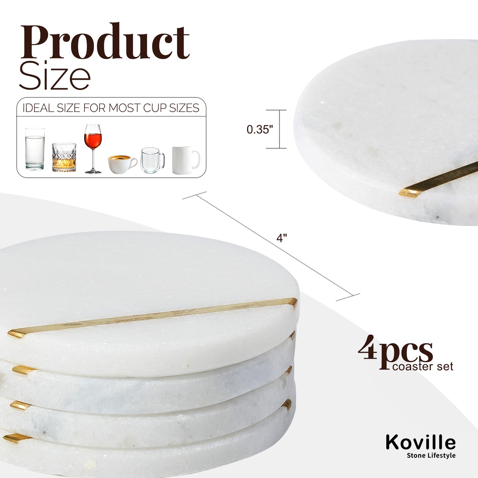 Koville Natural Stone Copper Inlay Round Coaster Sets in Namib Fantasy, product view 6