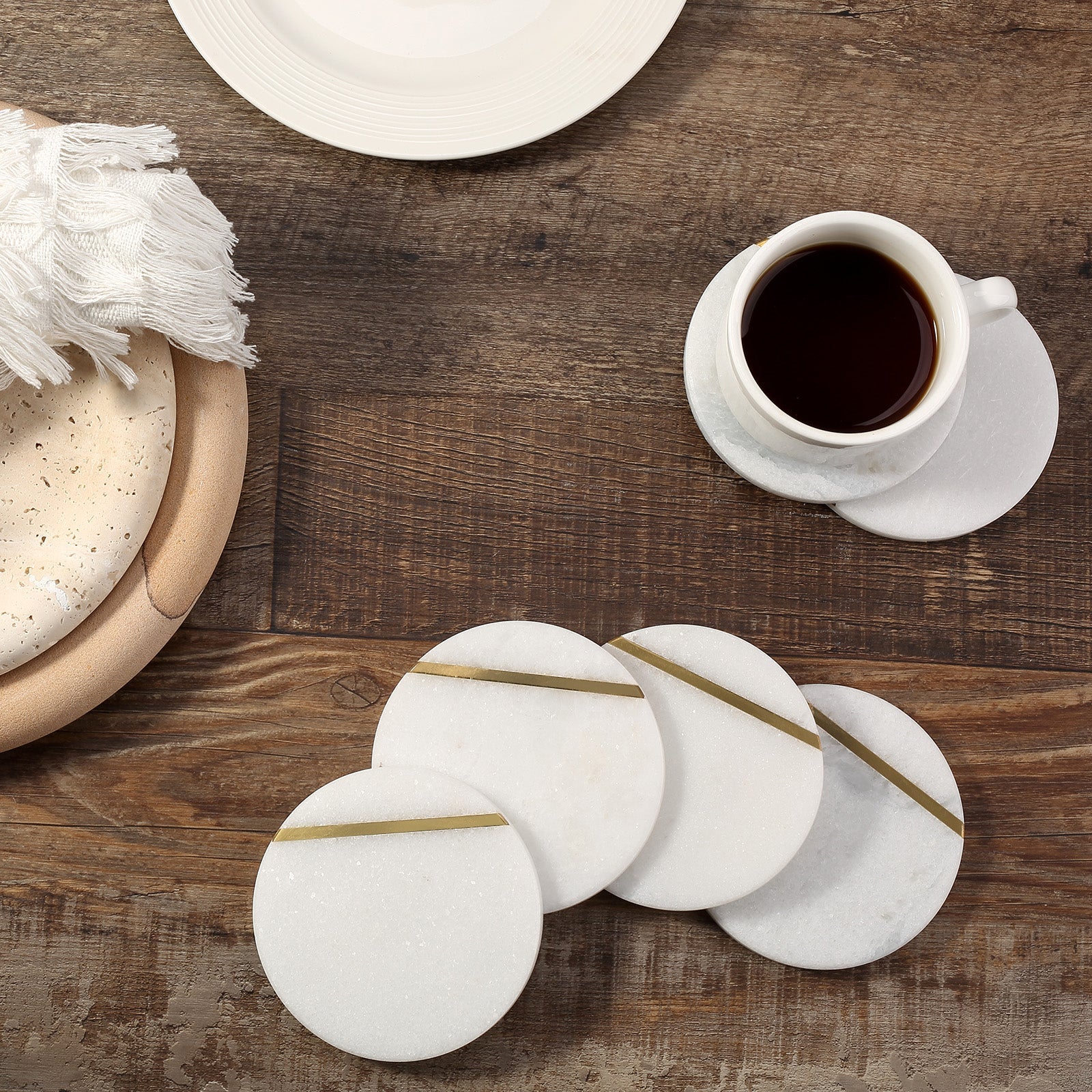 Koville Natural Stone Copper Inlay Round Coaster Sets in Namib Fantasy, product view 7