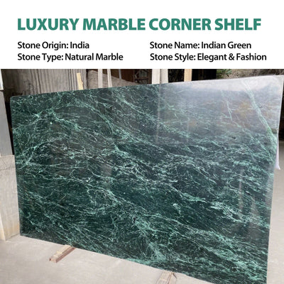 Koville Natural Marble corner shelf in Indian Green for a bathroom corner