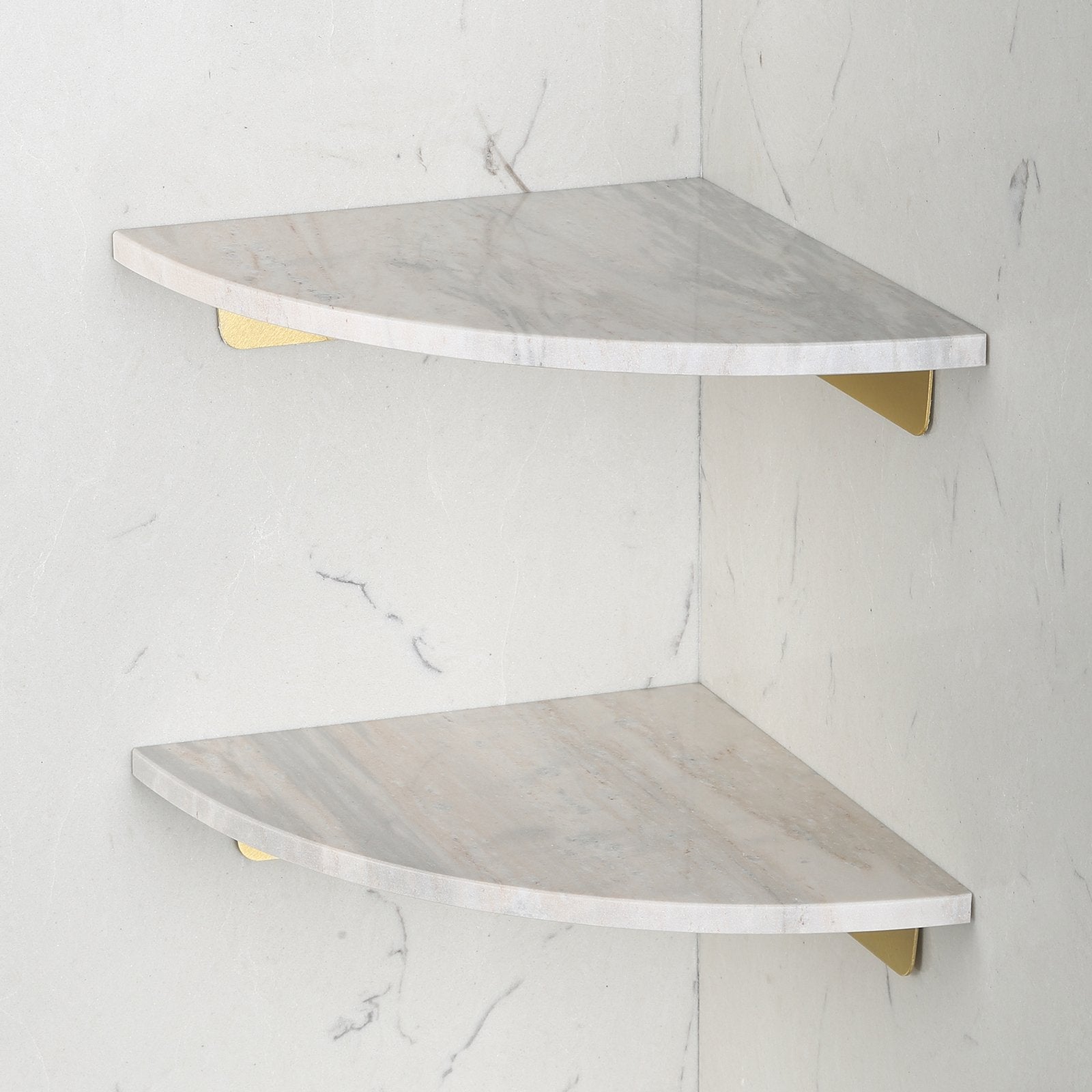 Koville Natural Marble corner shelf in Palissandro Classico for a bathroom corner