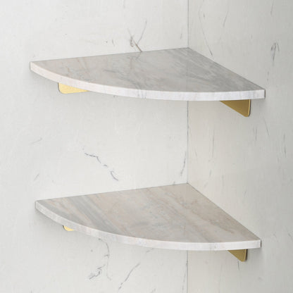 Koville Natural Marble corner shelf in Palissandro Classico for a bathroom corner