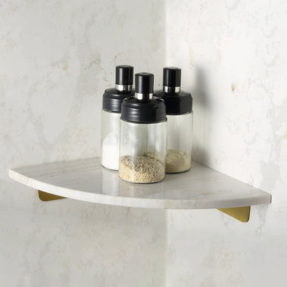 Koville Natural Marble corner shelf in Palissandro Classico for a bathroom corner