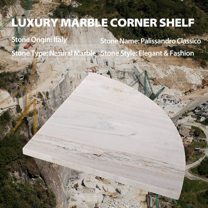 Koville Natural Marble corner shelf in Palissandro Classico for a bathroom corner