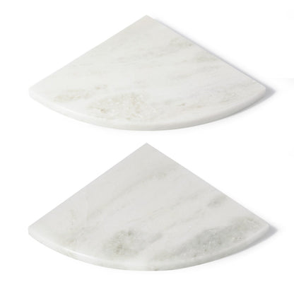 Koville Natural Marble corner shelf in Namib Fantasy for a bathroom corner