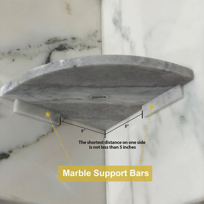 Koville Natural Marble corner shelf in Namib Fantasy for a bathroom corner