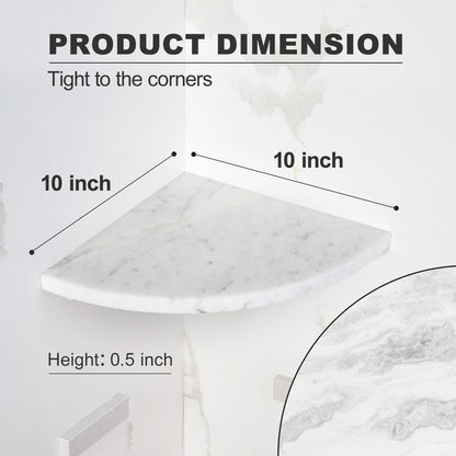 Koville Natural Marble corner shelf in Namib Fantasy for a bathroom corner