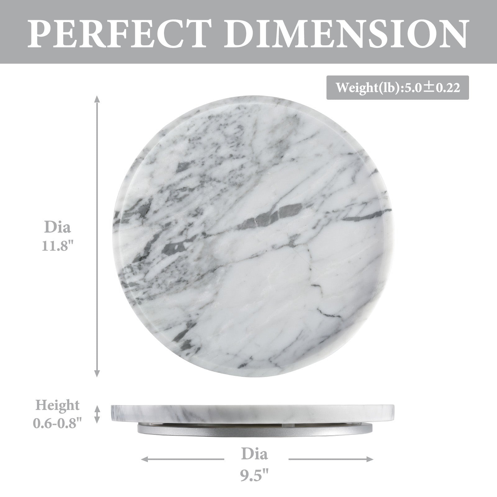 Koville 300 mm lazy susan for table serving in Arabescato natural stone