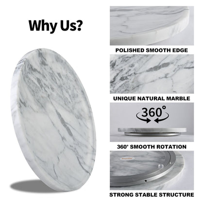 Koville 300 mm lazy susan for table serving in Arabescato natural stone