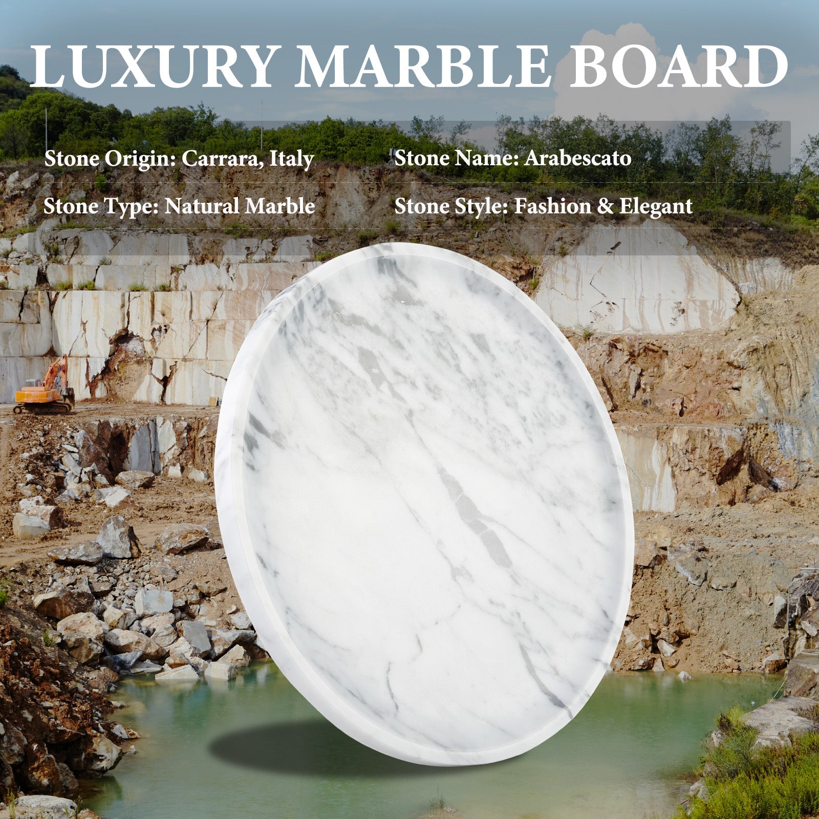 Koville 300 mm lazy susan for table serving in Arabescato natural stone