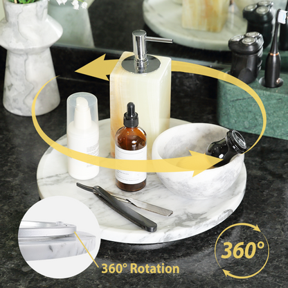 Koville 300 mm lazy susan for table serving in Arabescato natural stone