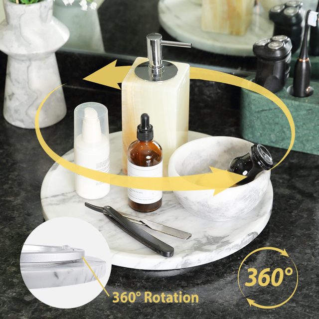 Koville 300 mm lazy susan for table serving in Arabescato natural stone