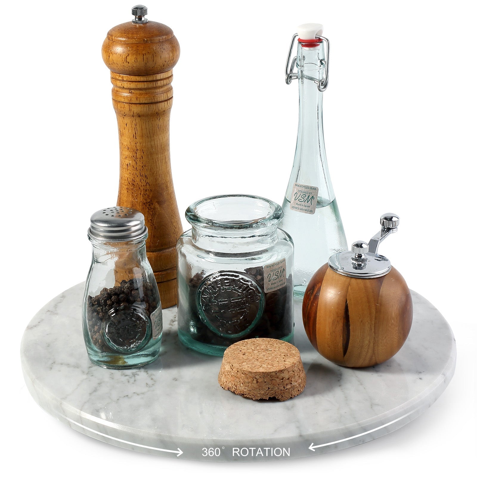 Koville 300 mm lazy susan for table serving in Bianco Carrara natural stone