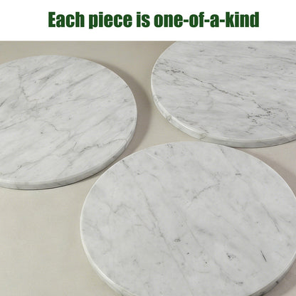 Koville 300 mm lazy susan for table serving in Bianco Carrara natural stone
