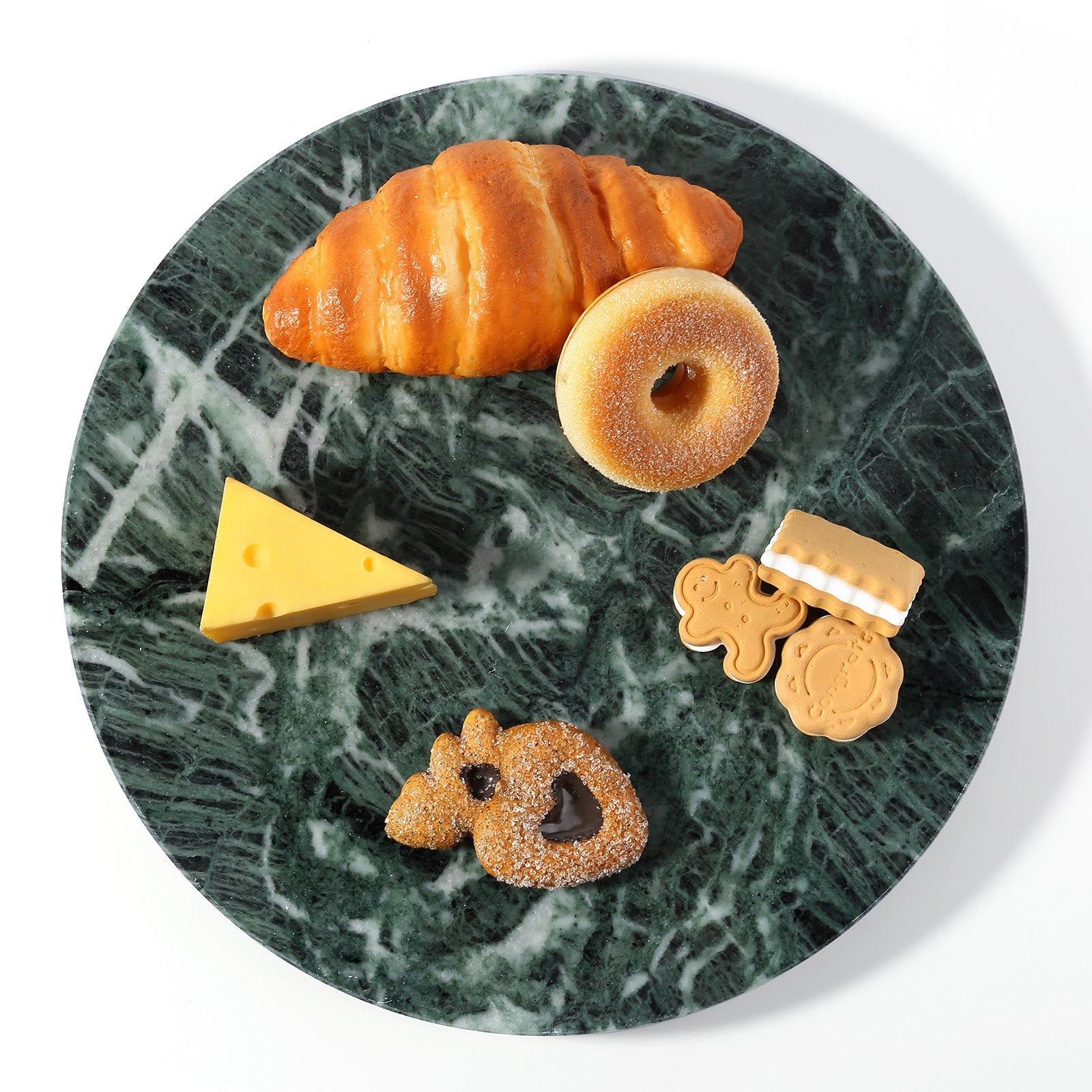 Koville 300 mm lazy susan for table serving in Verde Remeggiato natural stone