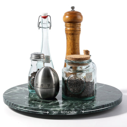 Koville 300 mm lazy susan for table serving in Verde Remeggiato natural stone