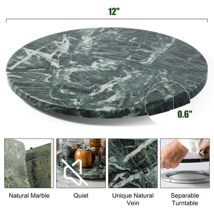 Koville 300 mm lazy susan for table serving in Verde Remeggiato natural stone