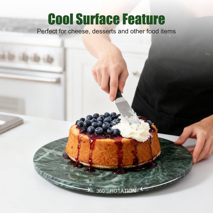 Koville 300 mm lazy susan for table serving in Verde Remeggiato natural stone