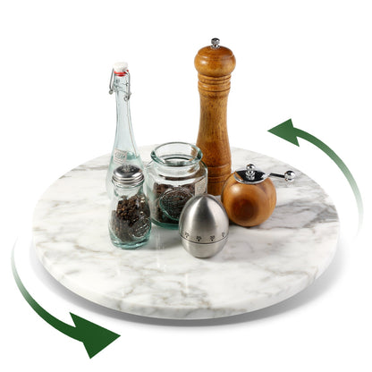 Koville 406 mm lazy susan for table serving in Arabescato natural stone