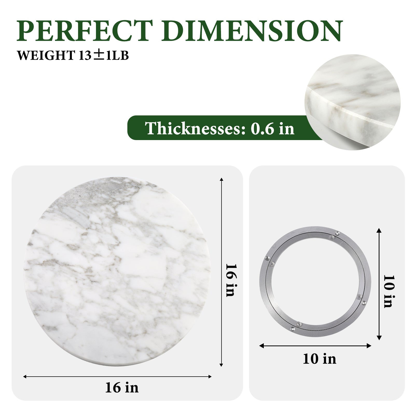 Koville 406 mm lazy susan for table serving in Arabescato natural stone