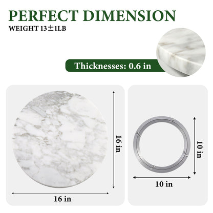 Koville 406 mm lazy susan for table serving in Arabescato natural stone