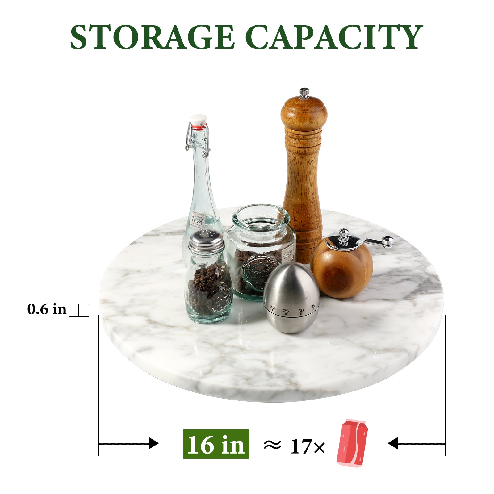 Koville 406 mm lazy susan for table serving in Arabescato natural stone