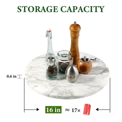 Koville 406 mm lazy susan for table serving in Arabescato natural stone