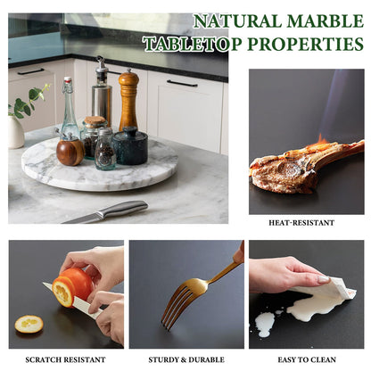 Koville 406 mm lazy susan for table serving in Arabescato natural stone