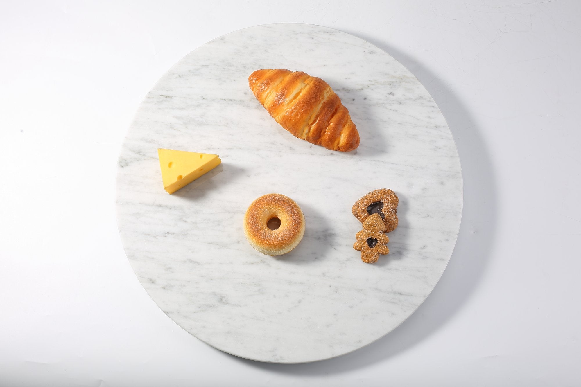 Koville 406 mm lazy susan for table serving in Bianco Carrara natural stone