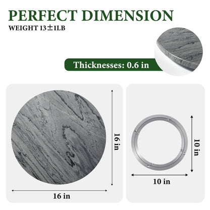 Koville 406 mm lazy susan for table serving in Elephant Grey natural stone