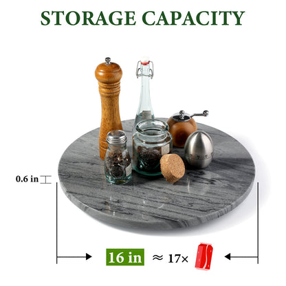 Koville 406 mm lazy susan for table serving in Elephant Grey natural stone