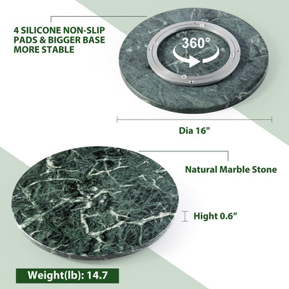 Koville 406 mm lazy susan for table serving in Indian Green natural stone