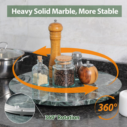 Koville 406 mm lazy susan for table serving in Indian Green natural stone
