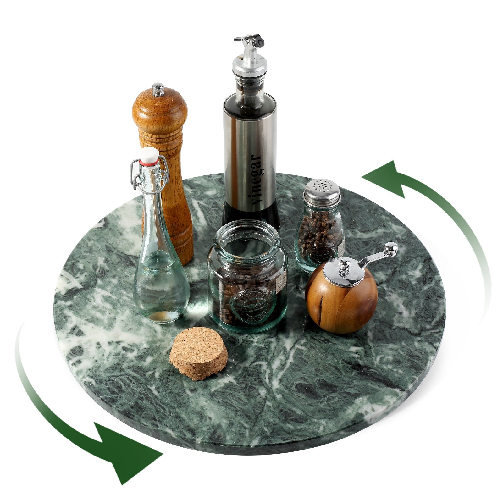 Koville 406 mm lazy susan for table serving in Indian Green natural stone