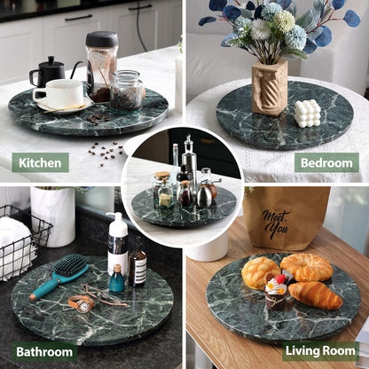 Koville 406 mm lazy susan for table serving in Indian Green natural stone