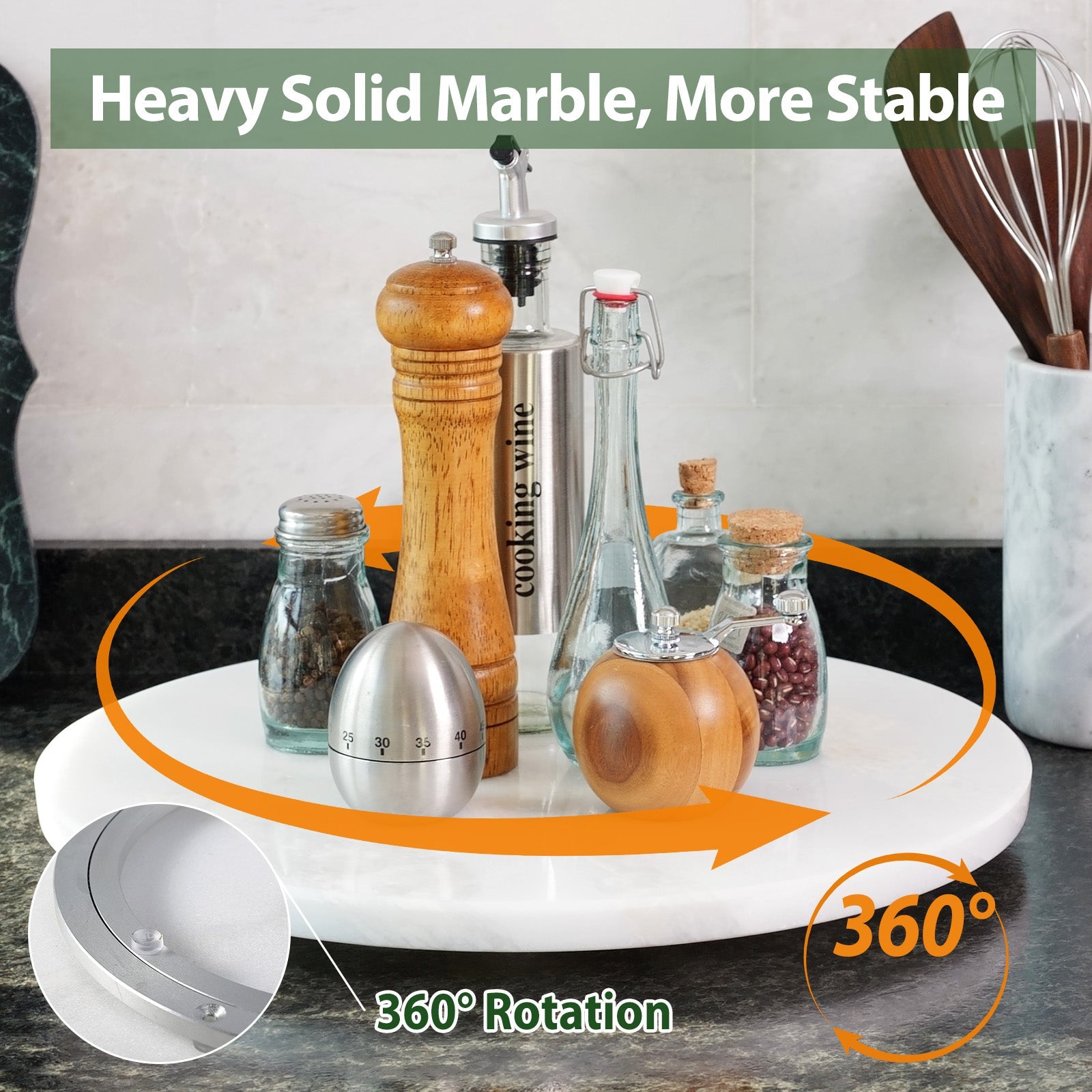 Koville 406 mm lazy susan for table serving in Namib Fantasy natural stone