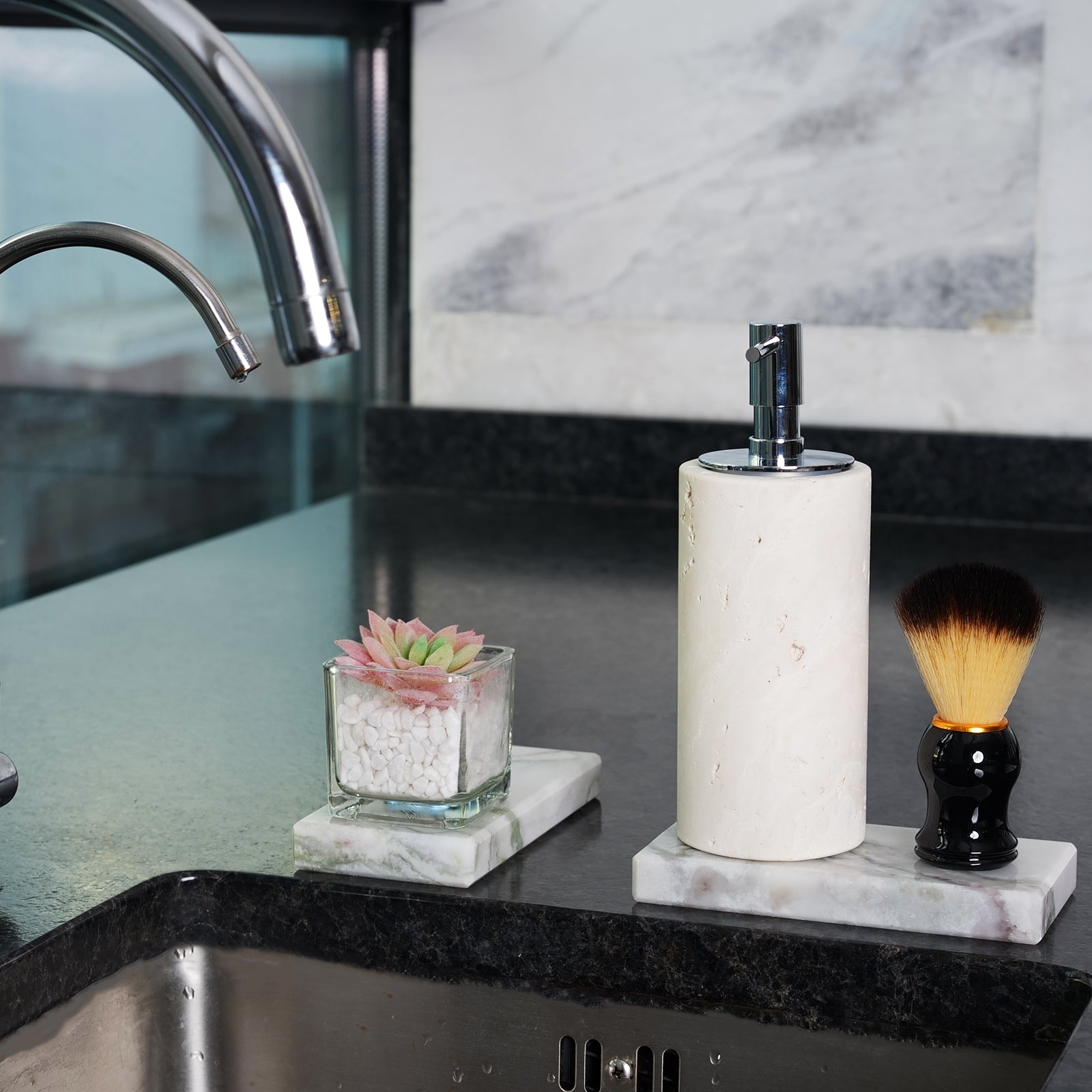 Koville Natural Stone Display Bases in Bianco Palomino, product view 10