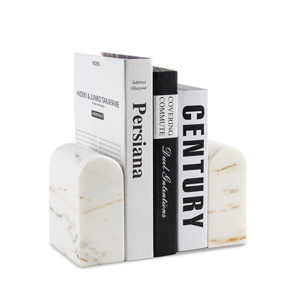 Koville triumphal arch bookend for shelf styling in Golden Calacatta natural stone