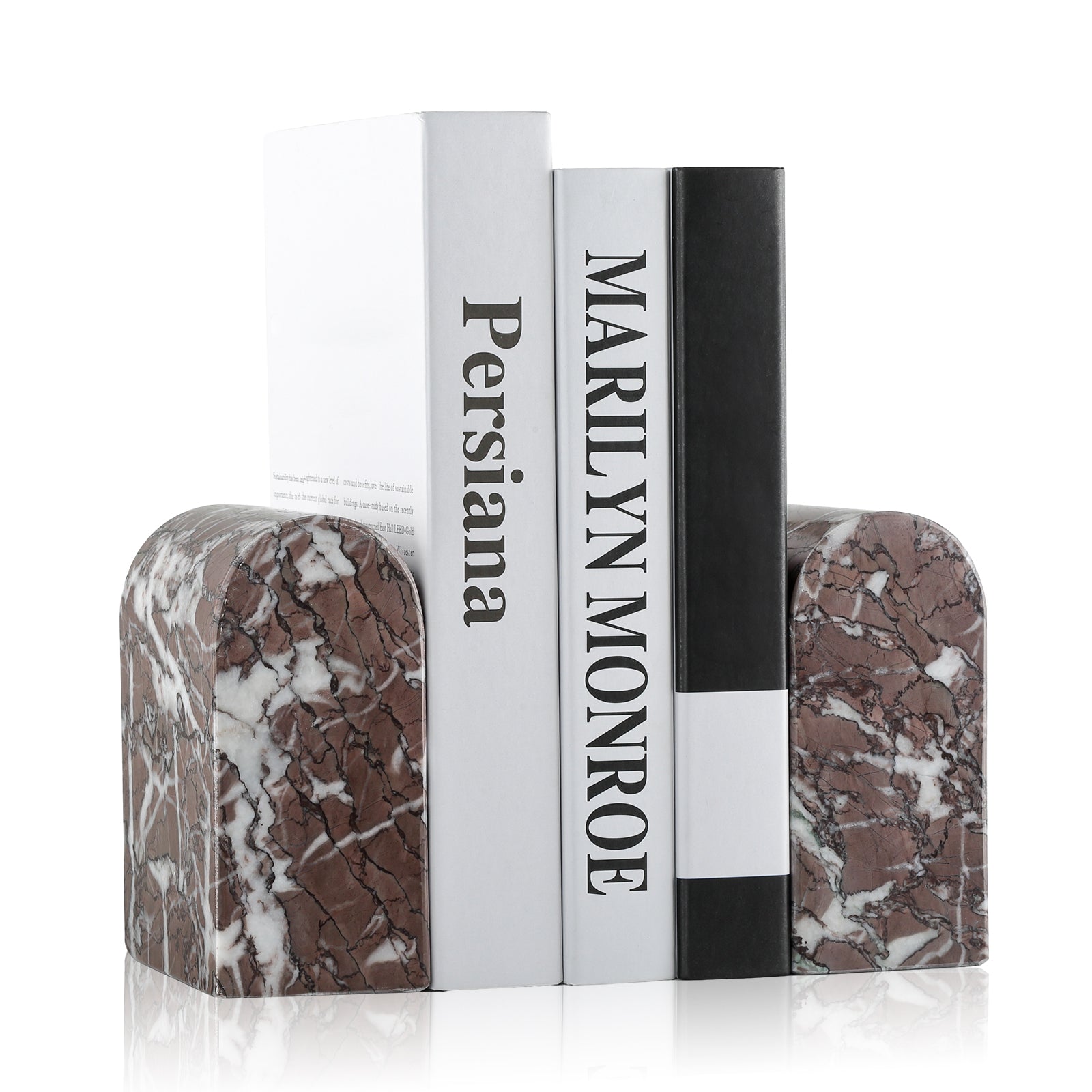 Koville triumphal arch bookend for shelf styling in Leopard Lilac natural stone