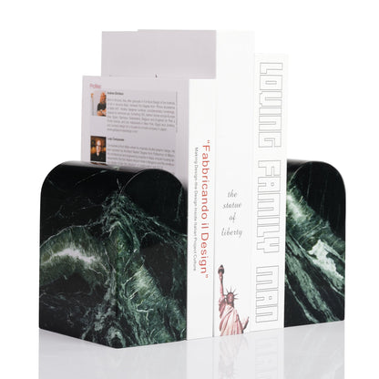 Koville triumphal arch bookend for shelf styling in Verde Remeggiato natural stone