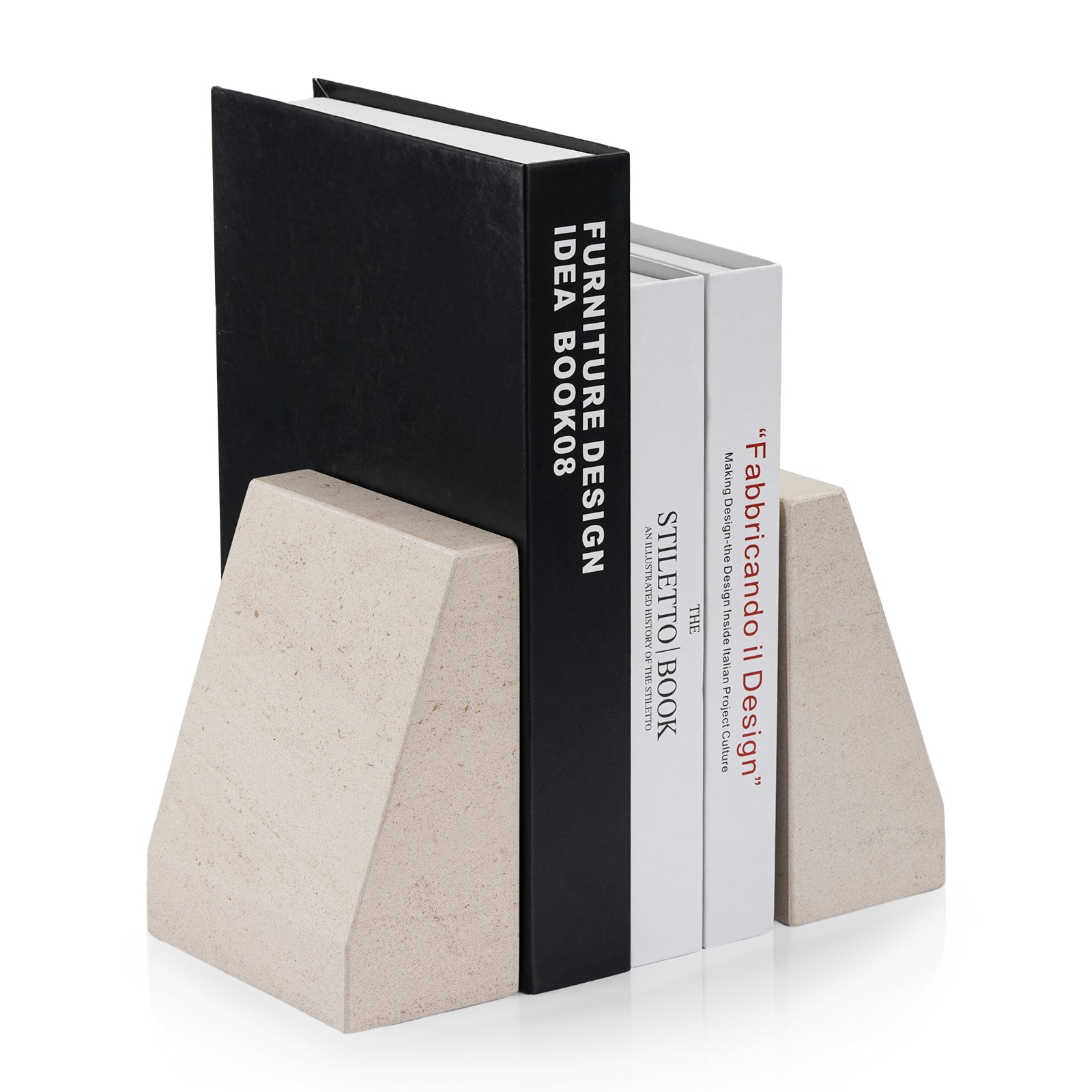 Koville mayan pyramid bookend for shelf styling in Moleanos Beige natural stone