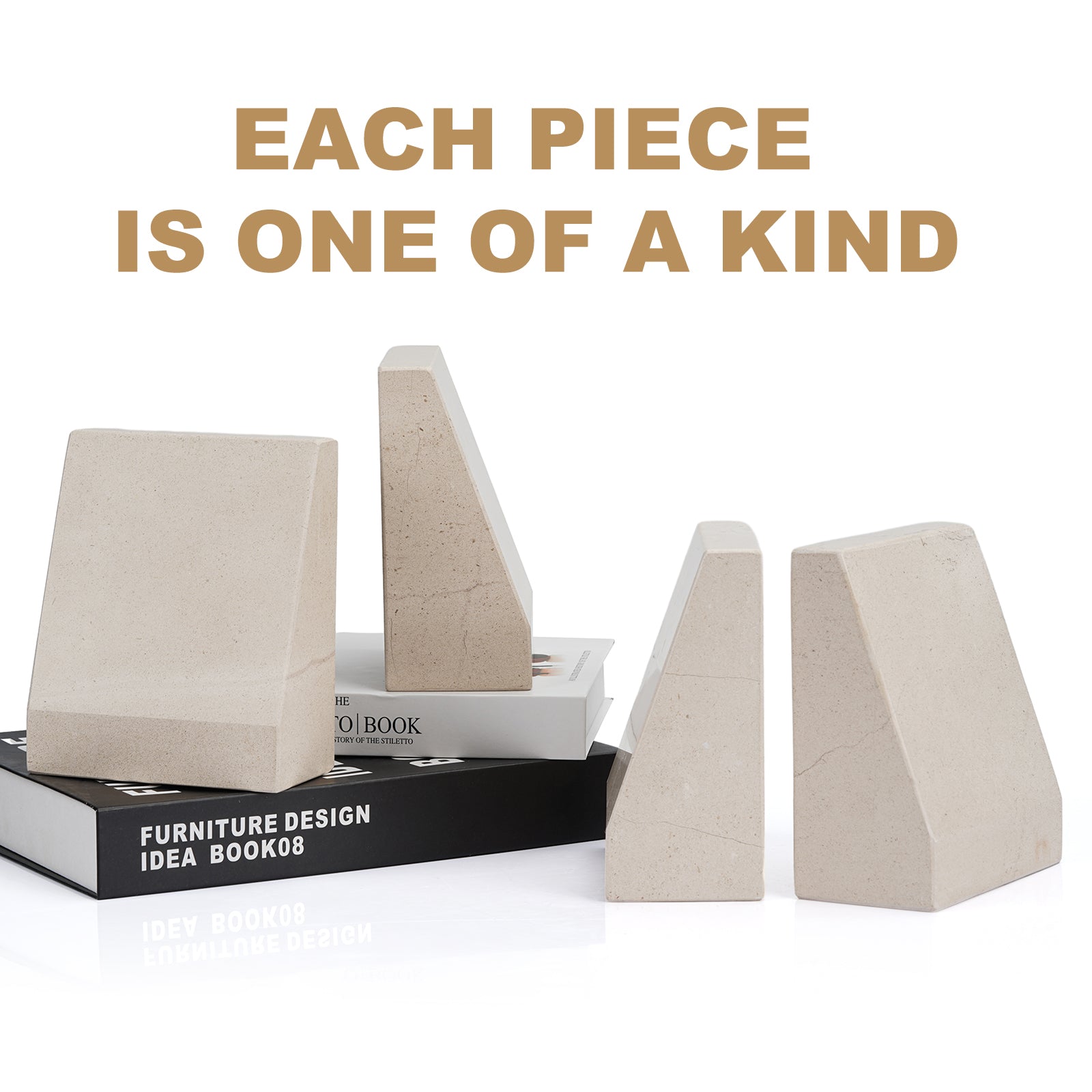 Koville mayan pyramid bookend for shelf styling in Moleanos Beige natural stone