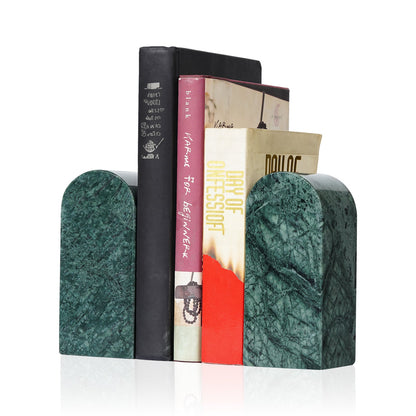 Koville medium triumphal arch bookends for shelf styling in Indian Green natural stone