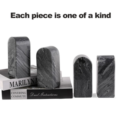 Koville medium triumphal arch bookends for shelf styling in Monte Grigio natural stone