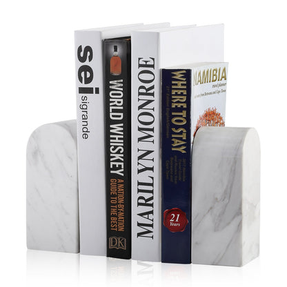 Koville medium triumphal arch bookends for shelf styling in Volakas natural stone