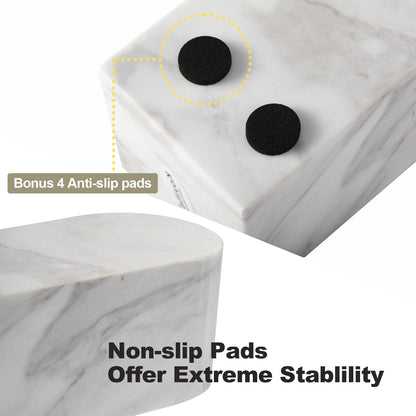 Koville medium triumphal arch bookends for shelf styling in Volakas natural stone