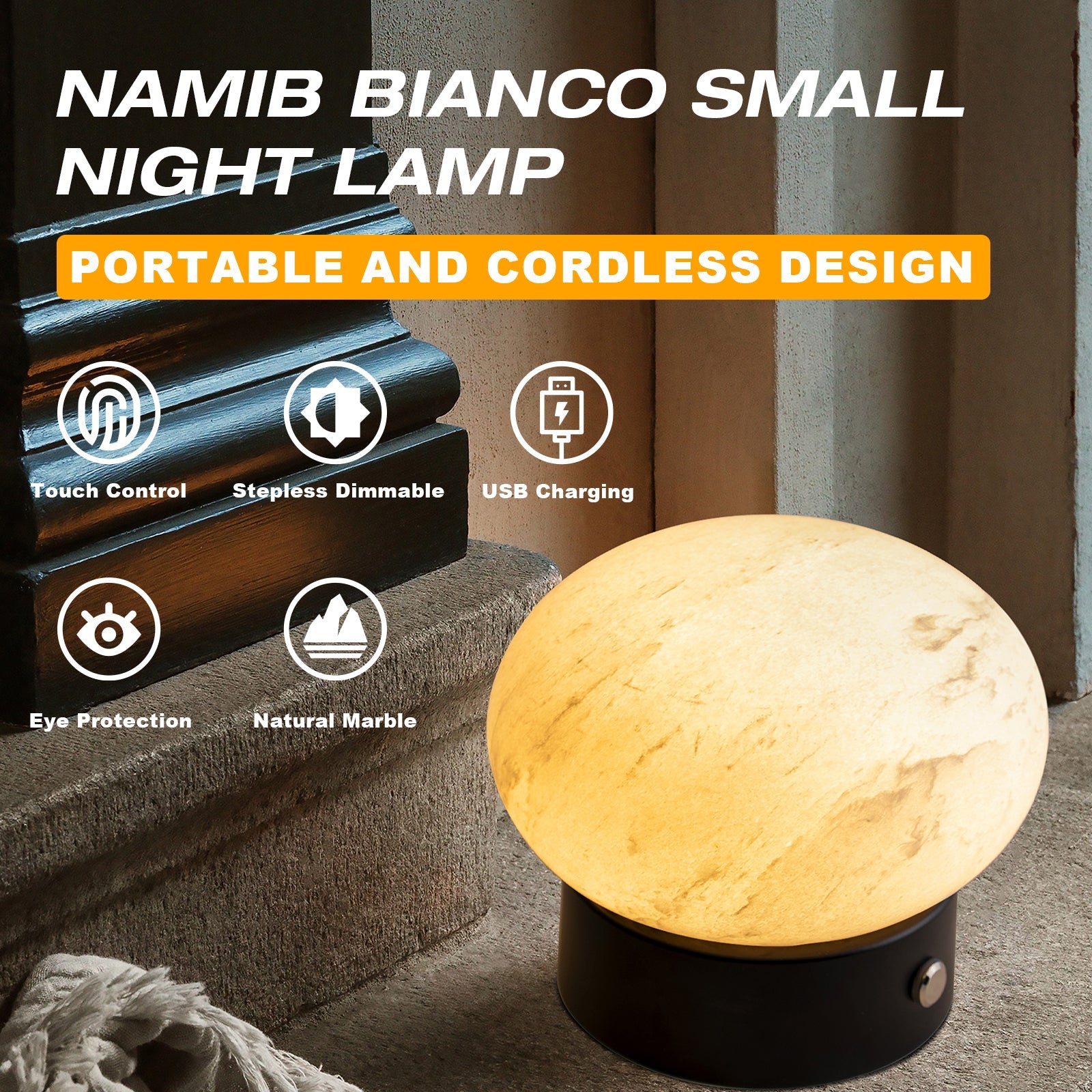 Koville natural stone table lamp in Namib Fantasy